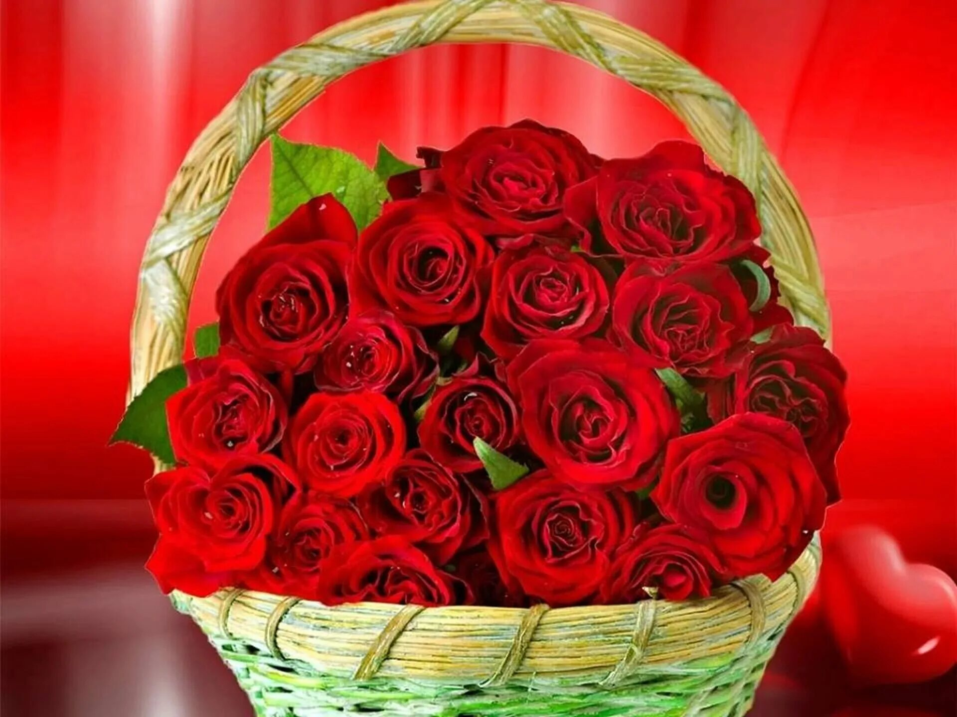 Юбилей большого. Букет роз. Красные розы в корзине. Корзина с цветами. Корзинка цветов для любимой.