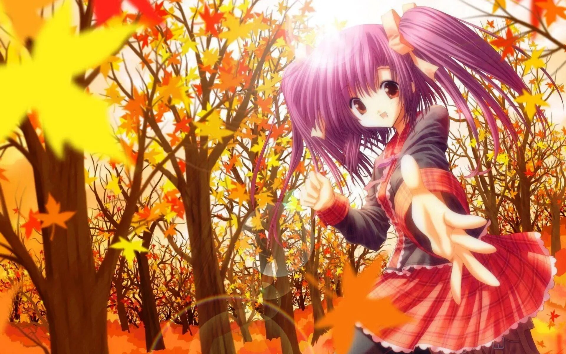 Anime 2732x1180 Hyouka Chitanda Eru black hair purple eyes fall leaves Anime wal