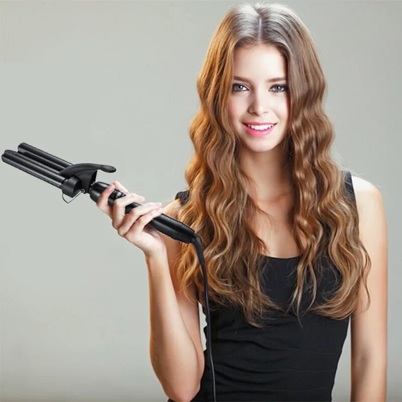 Какие получаются локоны. Тройная плойка babyliss. плойка тройная волна 28 мм. локоны волна на плойку байбэлис. электрощипцы тройная волна.