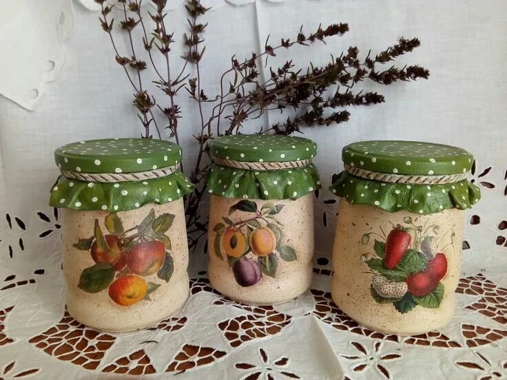 Декор стеклянных банок своими руками для кухни