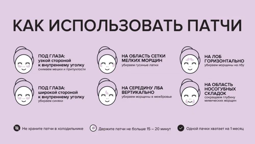 Сколько по времени надо держать патчи. Патчи памятка. Как правильно использовать патчи для гл. Как правильно лодить патчи под глаза. Схема использования патчей.