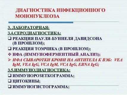 Диагноз инфекционного мононуклеоза