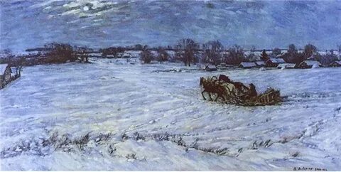 Над бесконечной снежной равниной тяжело