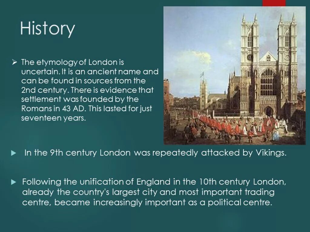 Capital Cities презентация к уроку английского языка-. In the Tenth Century London the Country's largest City and most important trading Center. England in 10 Century. The political Center of London is. London was founded in