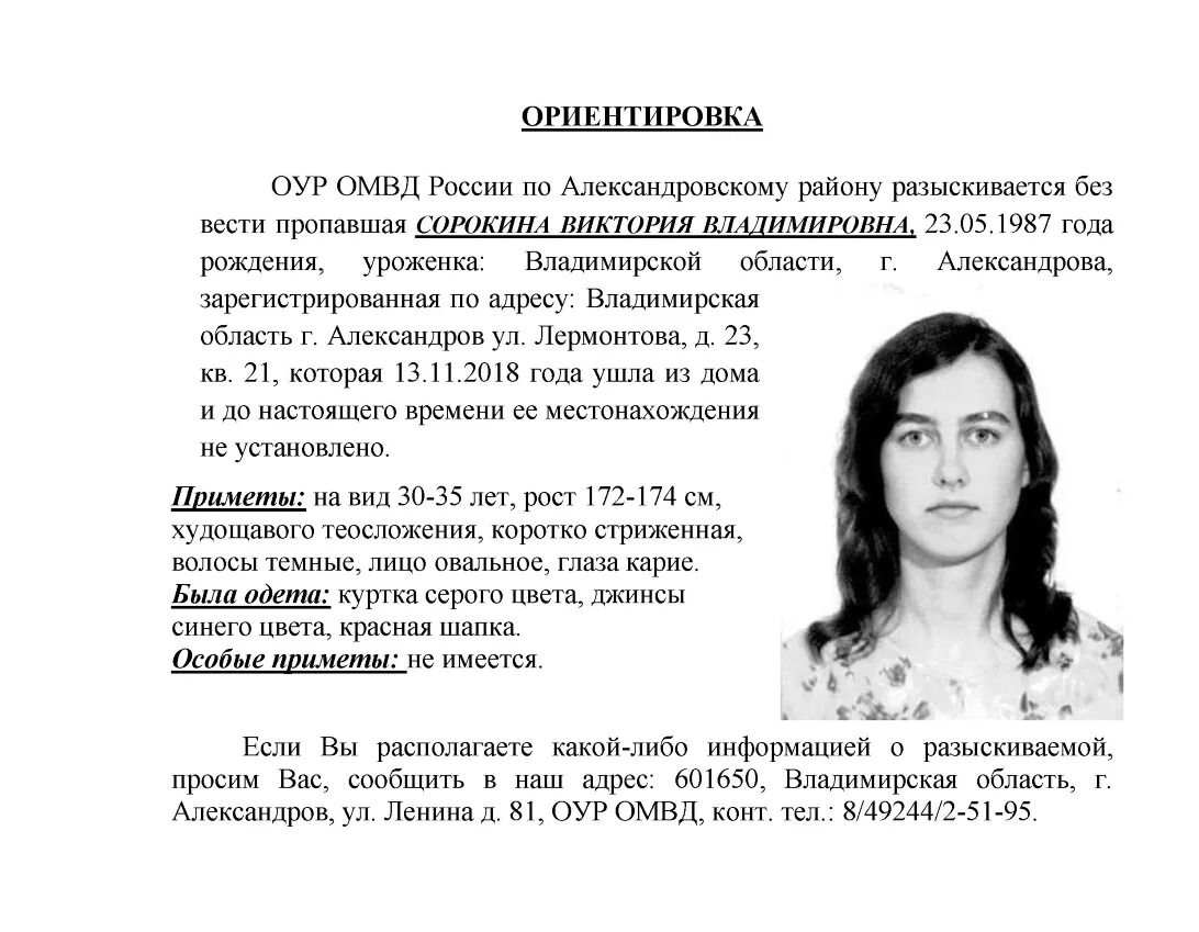 Структура ориентировки