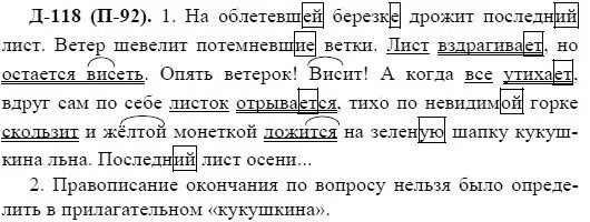 Русский язык 7 класс Разумовская страница 118. На облетевшей Березке дрожит последний лист. Русский язык 7 класс упражнение 569 Разумовская. На облетевшей Березке дрожит последний.