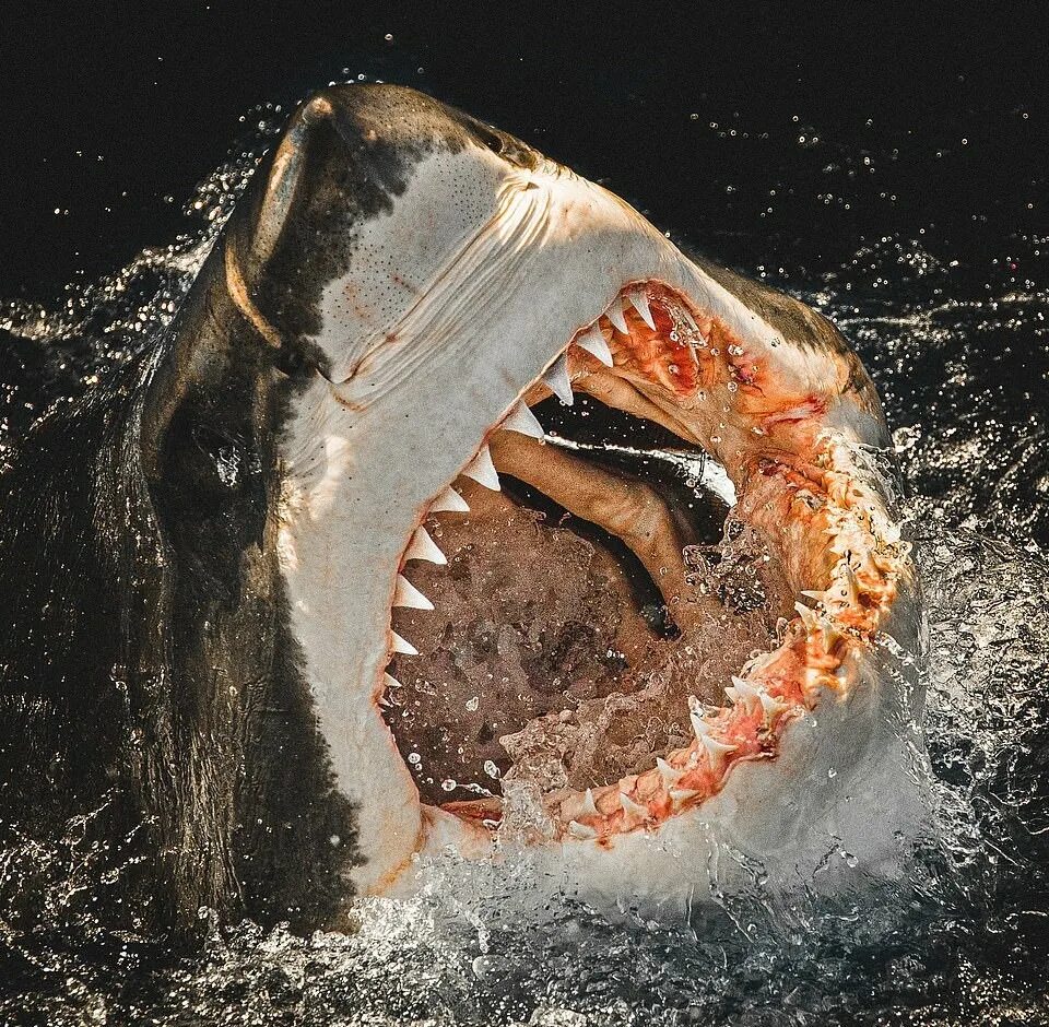 Нападения рыба. Белая акула людоед кархародон. Гигантская акула. Большая белая акула.