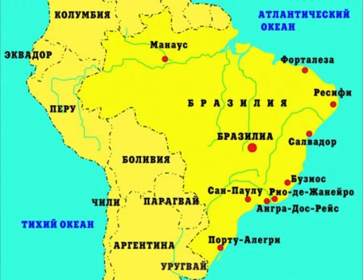 Столица бразилии на политической карте. Рио де Жанейро столица Бразилии карта. Крупные города Бразилии на карте. Карта Бразилии с городами. Город Бразилиа на карте Бразилии.