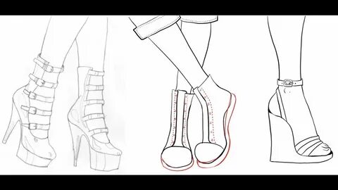 Как нарисовать обувь на ногах