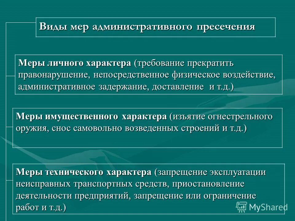 Меры административного пресечения применяемые