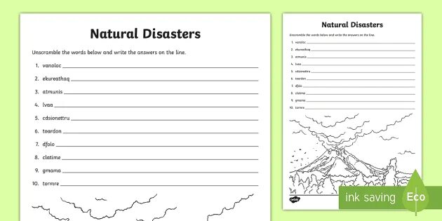 Read the definitions write the word. Worksheets стихийные бедствия. Задания на тему natural Disasters. Natural Disasters 8 класс упражнения. Natural phenomena задания.