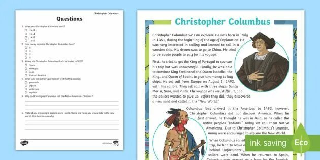 Columbus reading. Reading Christopher Columbus. Christopher Columbus Worksheet. Christopher Columbus arrived in the New World тест ответы.