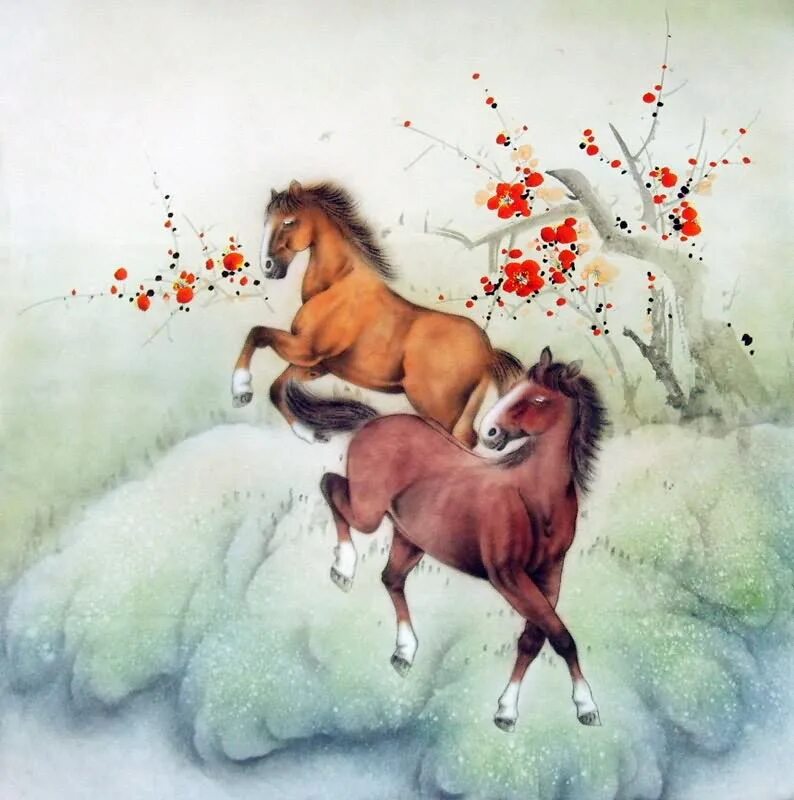 Китайские лошадки. Китайская живопись кони. Живопись Китая лошадь. Лошадка в китайской живописи. Лошади у китайских художников.