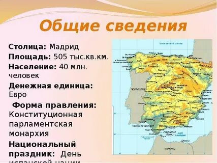 Установите соответствие страна испания