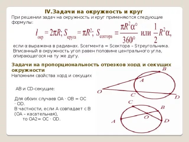 Формула задачи окружности