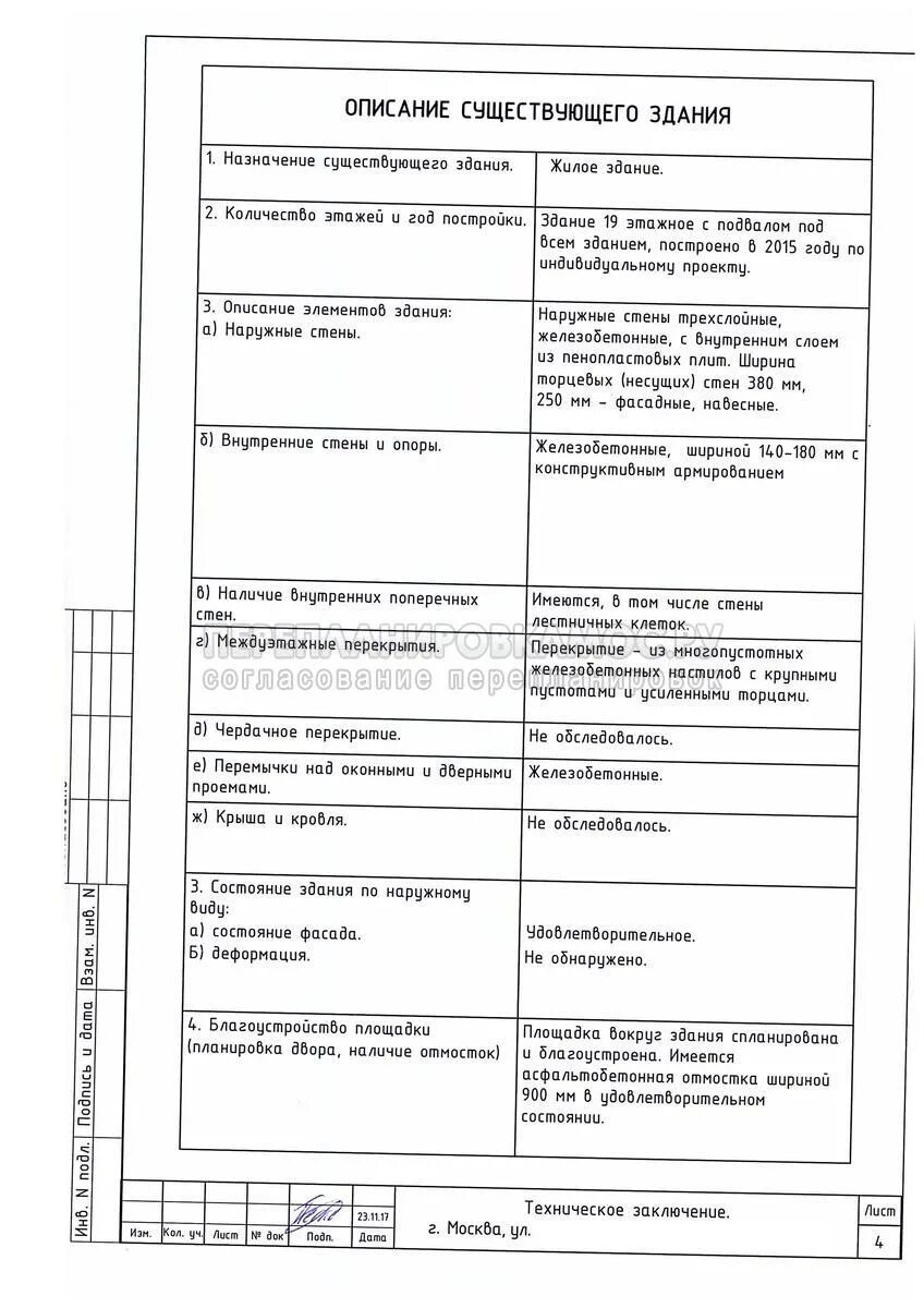 Назначение существующего здания. Техническое описание существующего здания. техническое заключение о допустимости и безопасности перепланировки. техническое описание существующего здания полы.