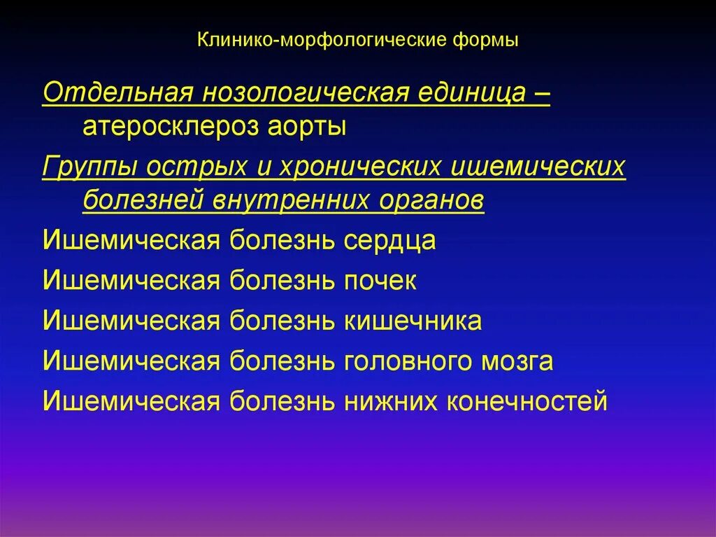 Нозологическая группа болезней. Клинко морфологический формы. Клинико-морфологические формы. Клинико-морфологические формы атеросклероза. Клиника морфологические формы атеросклероза.