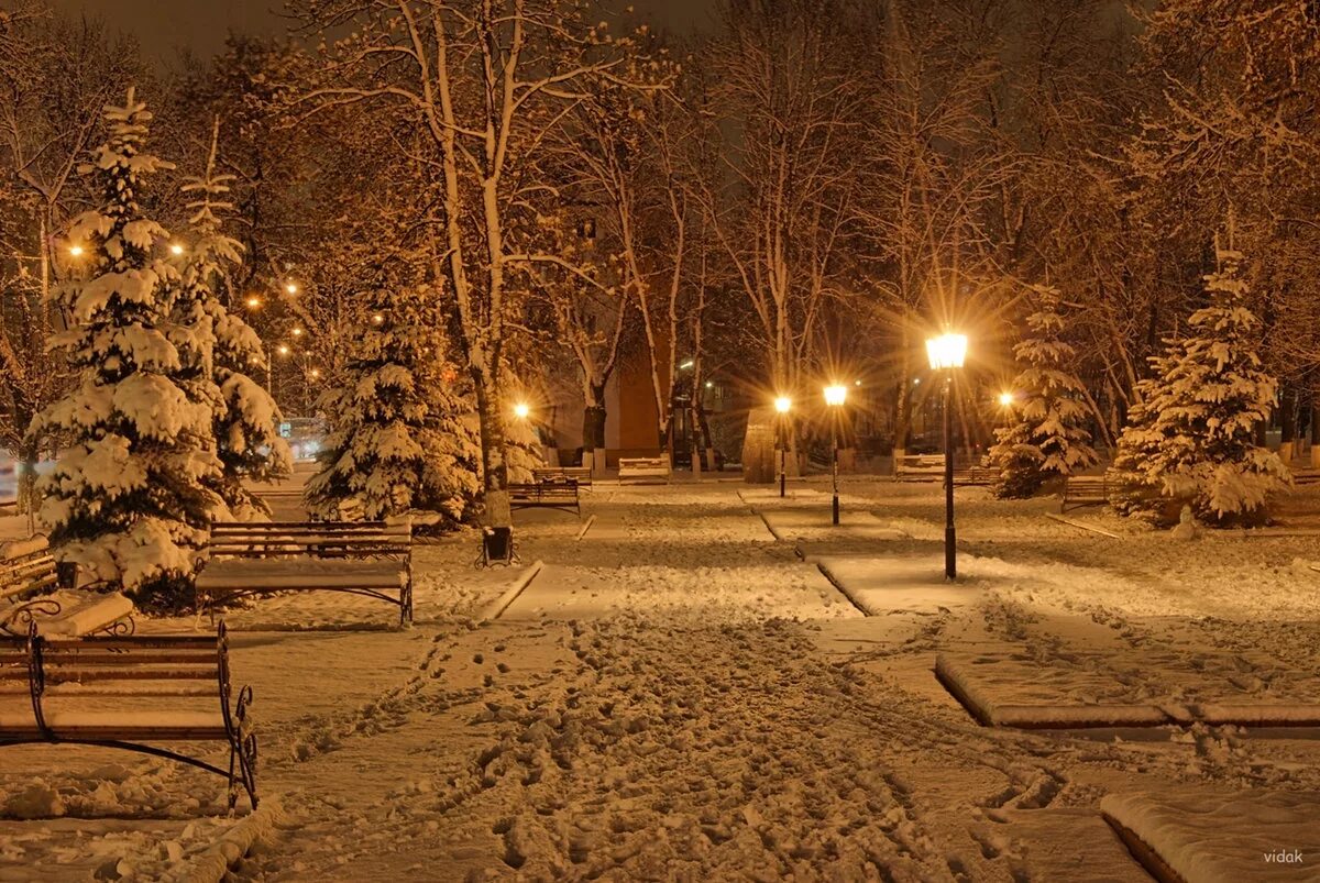 Город снег вечер. Зимний вечер. Зимний город. Зимний парк ночью. Зима. К вечеру.
