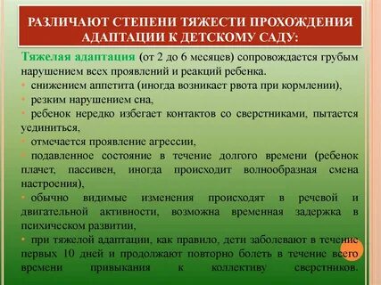 Степень адаптации к детскому