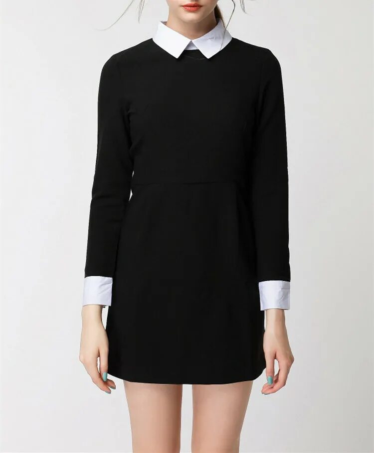 черное платье с белым воротничком. платье с белым воротничком. черное длинное платье с белым воротничком. платье с белым воротничком. черное длинное платье с воротником.