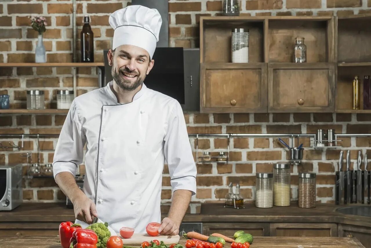 Шеф повариха. Повар на кухне. шеф-повар. повар мужчина. профессиональный повар.
