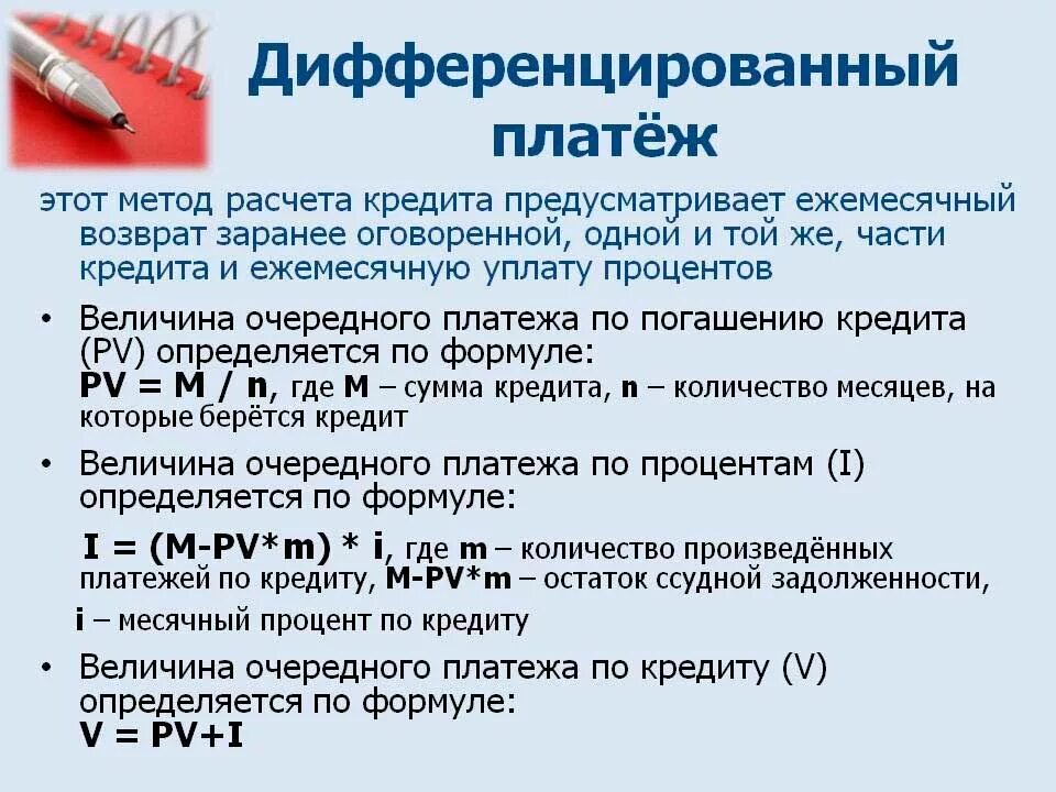 Дифференцированное погашение кредита