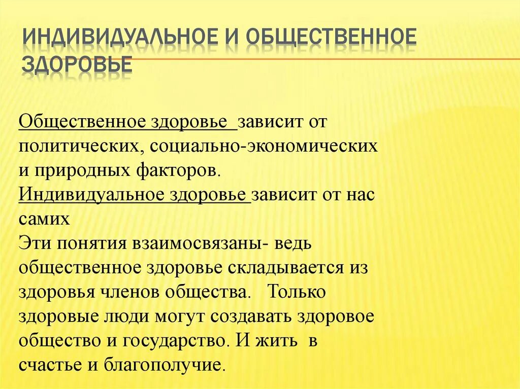 Индивидуальное и Общественное здоровье. Индивидуальное и Общественное здоровье показатели. Взаимосвязь общественного и индивидуального здоровья. Критерии индивидуального и общественного здоровья. Понятие о здоровье 8 класс обж