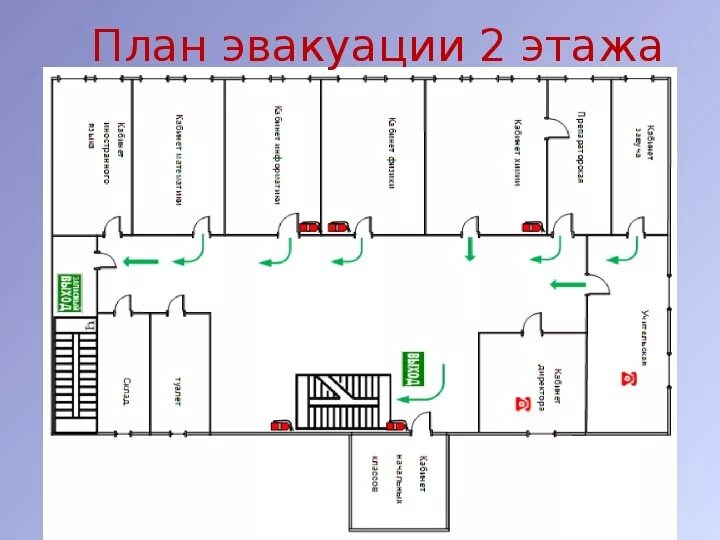 В школе втором этаже. План эвакуации школы 2 этаж. План эвакуации при пожаре 2 этажа. План эвакуации при пожаре в школе из класса со 2 этажа. Схема эвакуации при пожаре из класса к выходу из школы со 2 этажа.