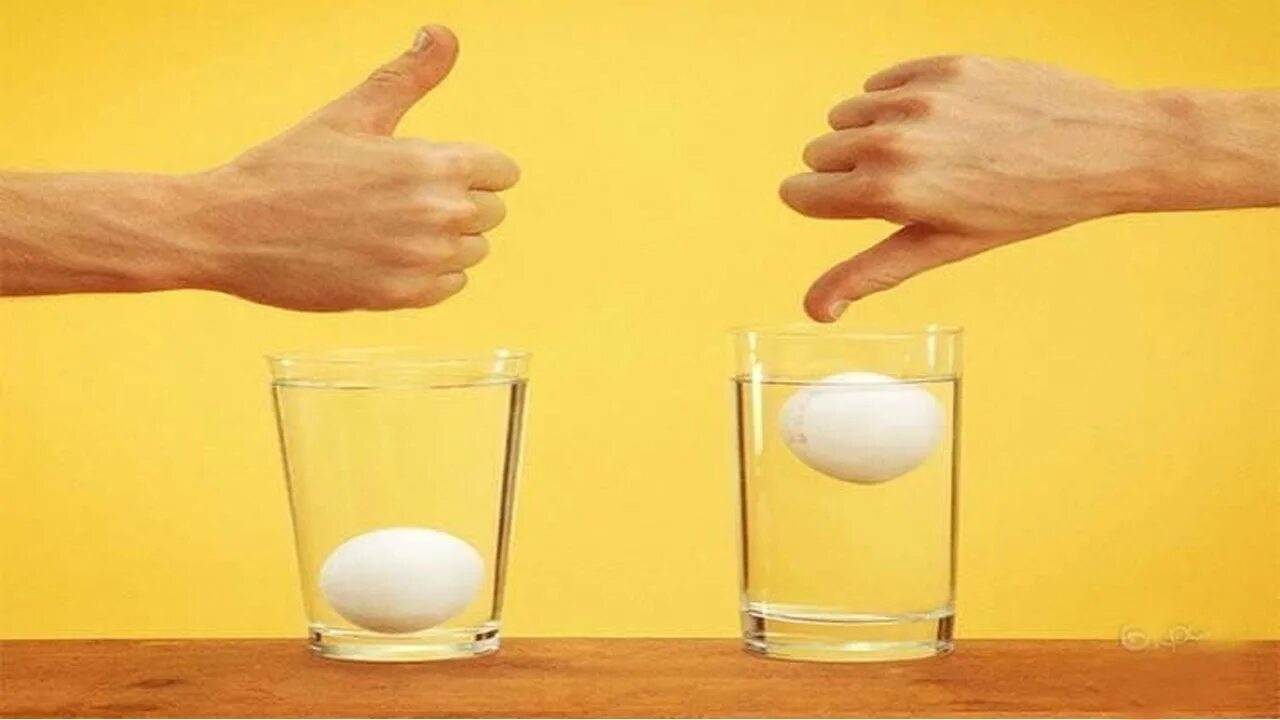Яйцо в стакане с водой. Яйцо в соленой воде. Опыт с яйцом и водой. Погружение в воду яйца. Свежесть сырого яйца