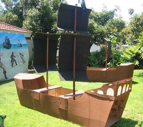 Cardboard pirate ship, Pirate party, Pirate birthday