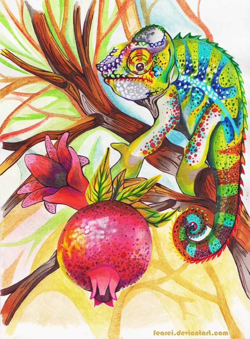 Сказочные животные композиция. Хамелеон декоративная композиция. Хамелеон батик. Декоративные картины. Хамелеон графика.