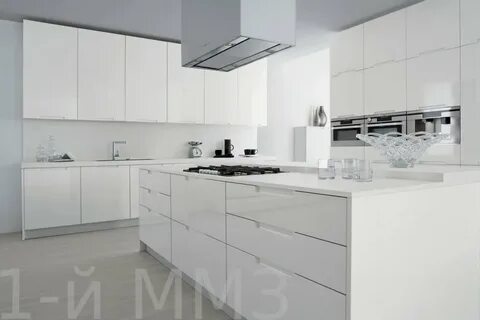 Современные белые глянцевые кухни