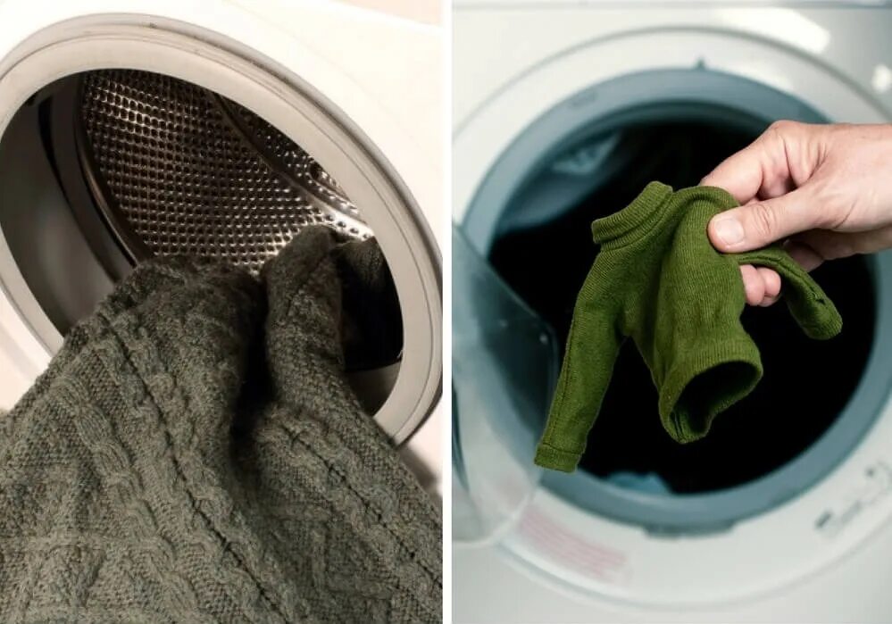 Одежда в стиральной машине. Вещи сели после стирки. Вещи до и после стирки. Постирал шерстяной свитер.