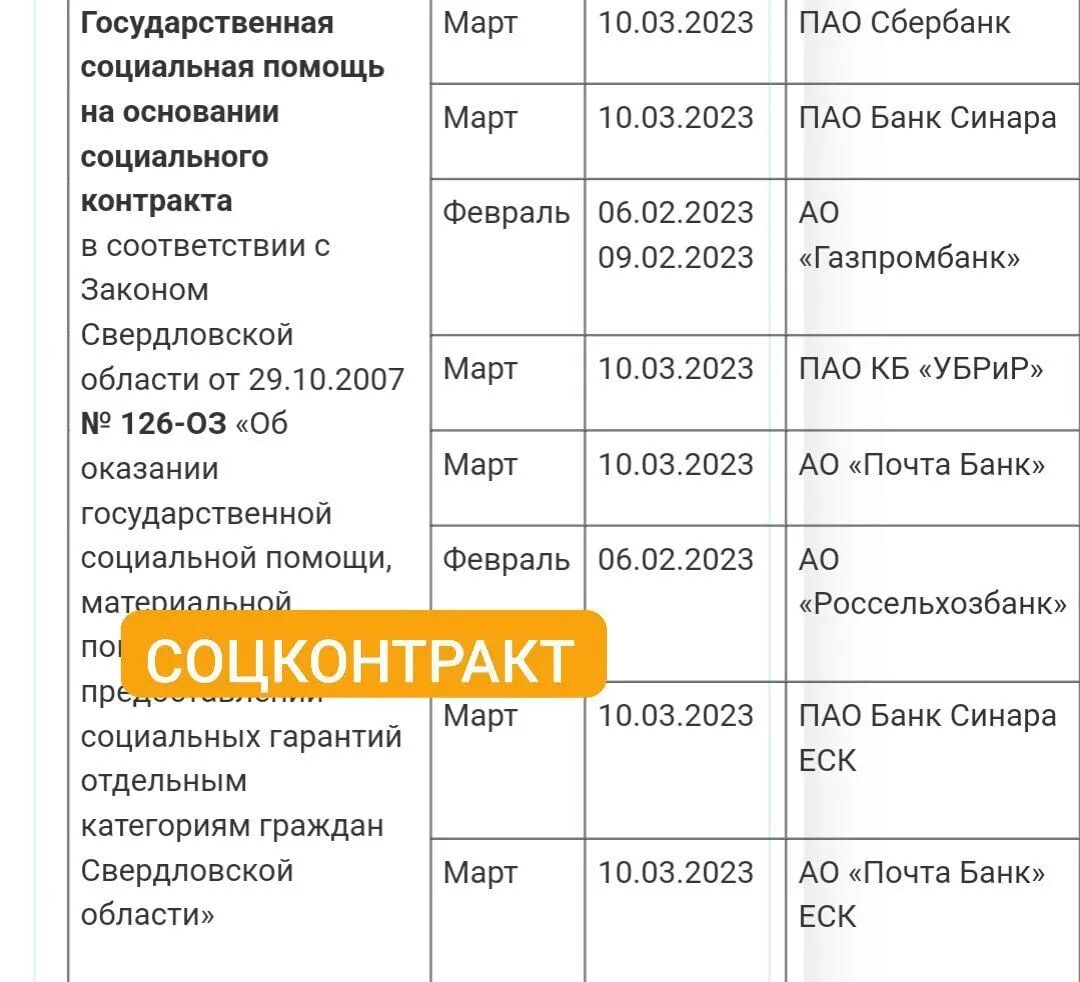 Социальный контракт условия 2023. Списки на пособия в марте.