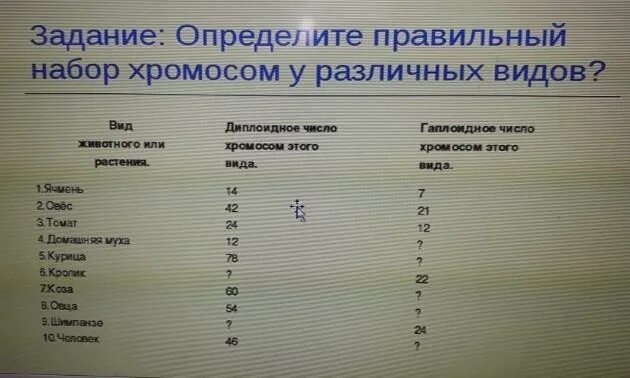 Число хромосом у разных организмов. Хромосомы у растений и животных. Количество хромосом у разных видов животных. Определите правильный набор хромосом у различных видов.