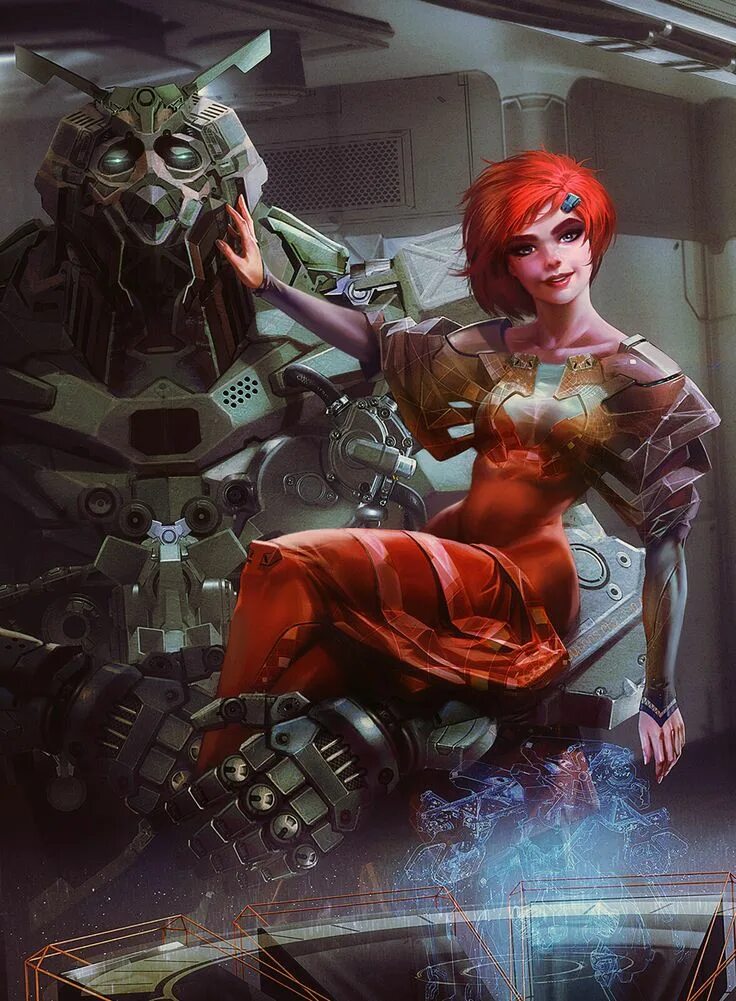 Моя девушка робот игра. Arman akopian art. девушка рыжая робот. девушка робот с красными волосами. киберпанк красные волосы.