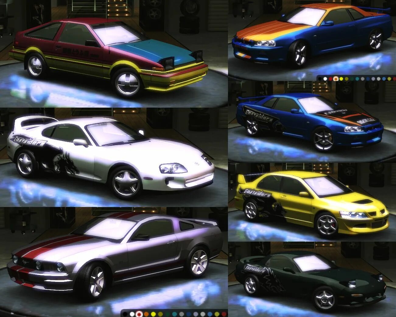 Need for speed 2 сохранение. Винилы нфс андеграунд 2. винилы для тойота королла nfs underground 2. винил рейчел для nfs underground 2. need for speed underground 2 винилы.