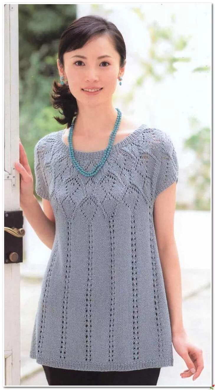 Туника реглан. Туника из секционной пряжи. Туника вязаная с карманами. Вязаная туника реглан. Туника спицами.