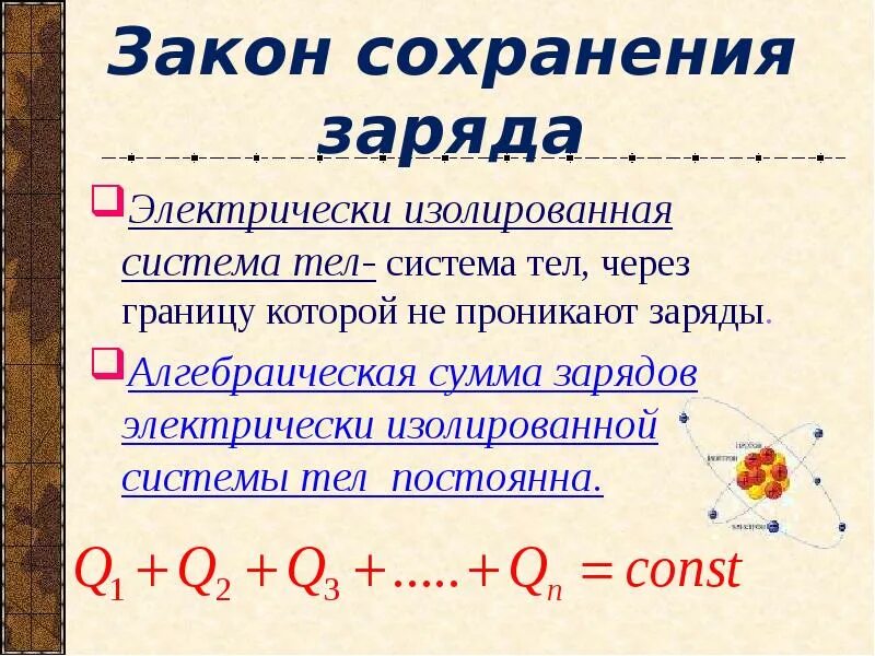 Закон сохранения электрического заряда физика 10 класс. Закон сохранения заряда. Закон сохранения электрического заряда. Закон сохранения Эл заряда. Закон сохранения заряда формула.