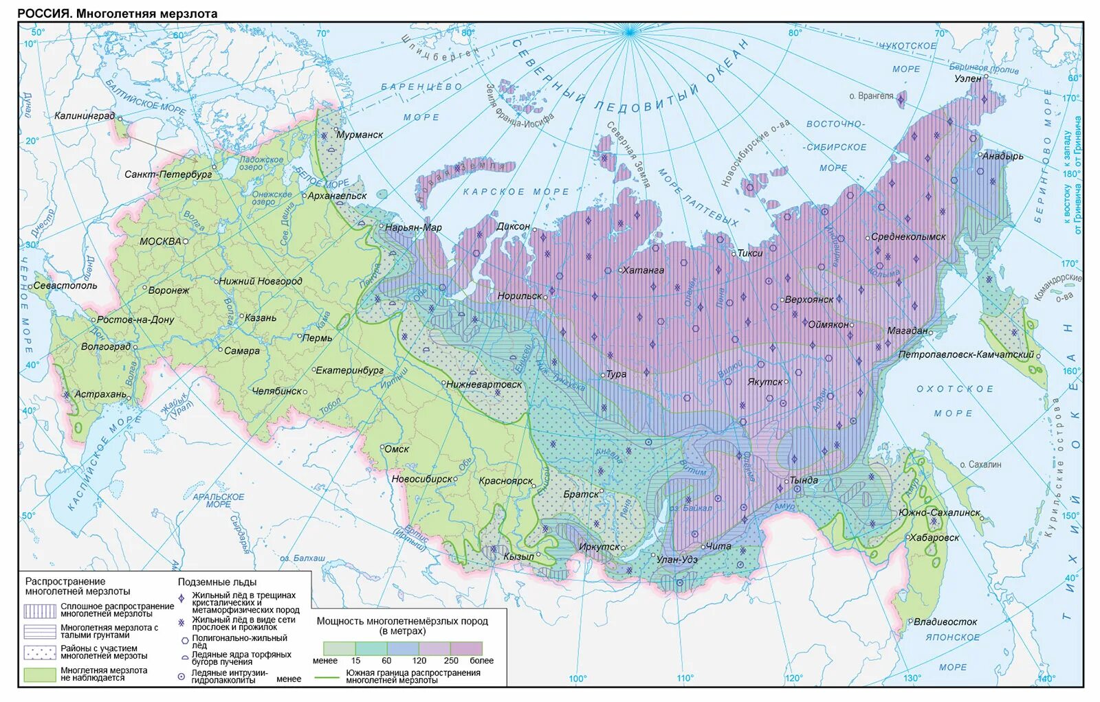 Многолетняя мерзлота области россии. Карта многолетней мерзлоты в России. Многолетняя мерзлота карта. Граница многолетней мерзлоты на карте России.