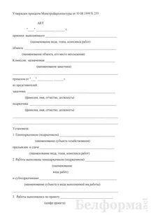 Форма промежуточного акта
