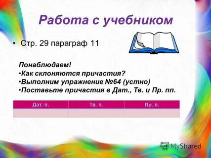 Склонение причастий 7 класс видеоурок