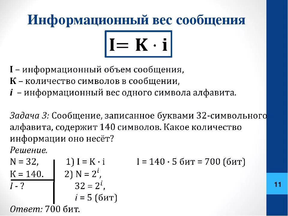 Информационный ответ. Формулы по информатике 7 класс для решения задач измерение информации. Информационный вес сообщения. Информационный вес символа. Задачи по информатике.