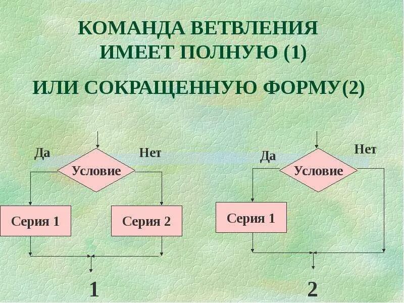 Ветвление. Полная команда ветвления. Полная форма ветвления. Полная и сокращенная форма ветвления. Разработка программ содержащих оператор ветвления 8 класс