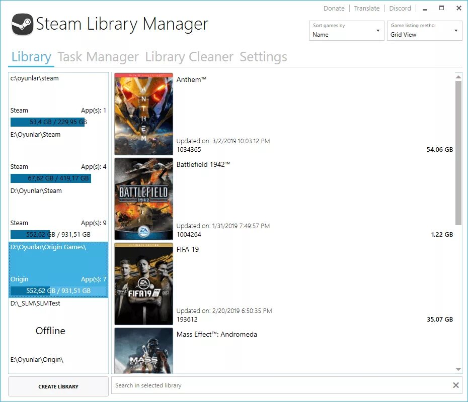 Library manager. STEAMGRIDDB Manager. Source Library Manager. KTR Library Manager.