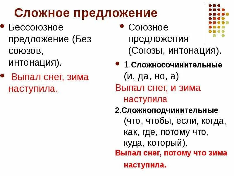 Сложные предложения с союзом без запятой