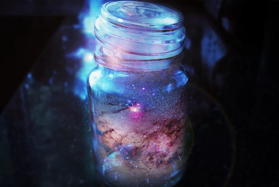 светящаяся банка. красивая банка. как сделать банку с водой. светящиеся предметы. аквариум в банке.