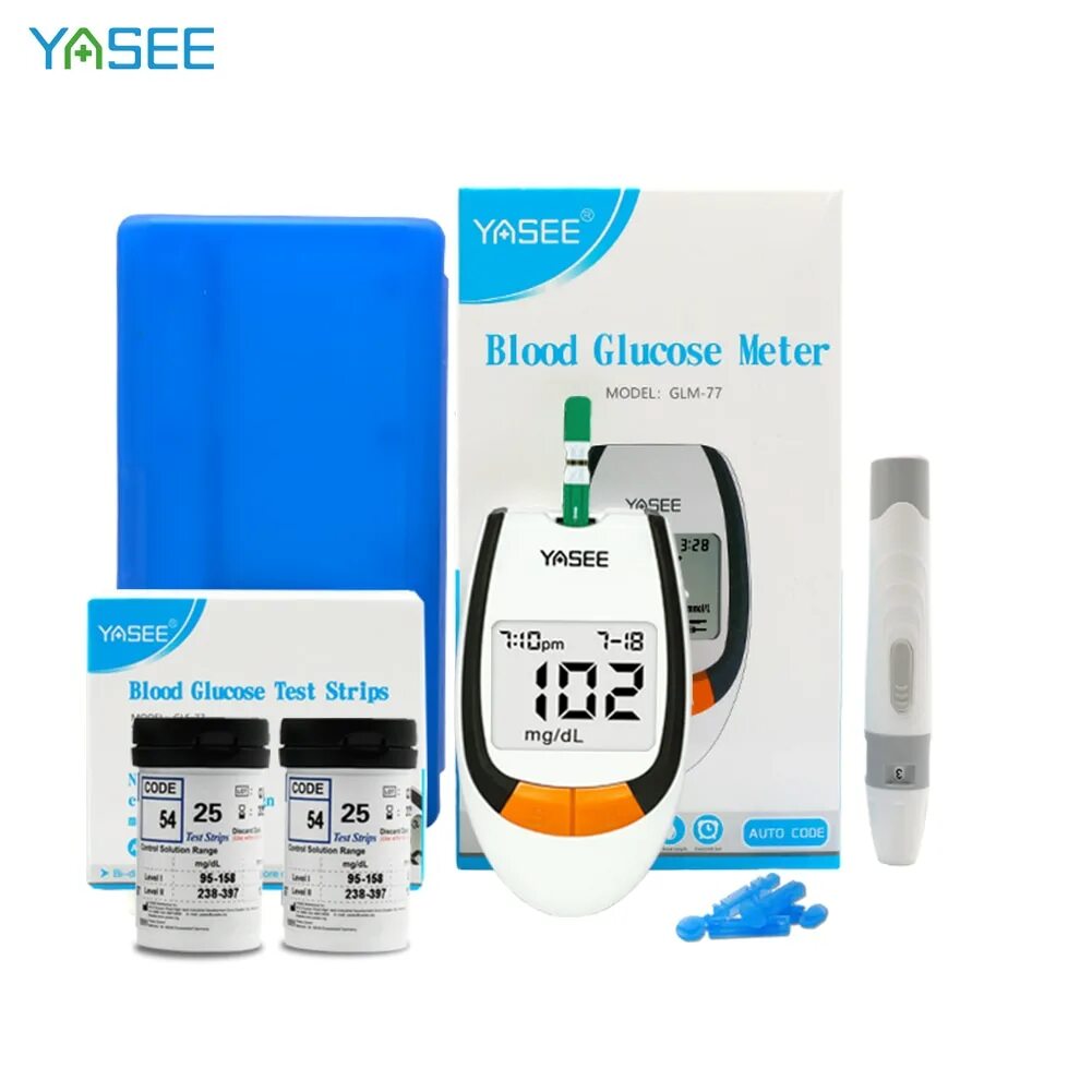 Глюкометр Yasee модель GLM-77. Полоски для измерения сахара. Полоски для определения сахара в крови. Палочки для измерения сахара.