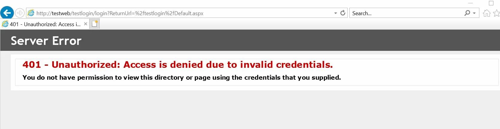 Ошибка сервера. 401 Unauthorized access is denied due to Invalid Credentials. Internal Server Error. 500 Internal Server Error. Forbidden access denied