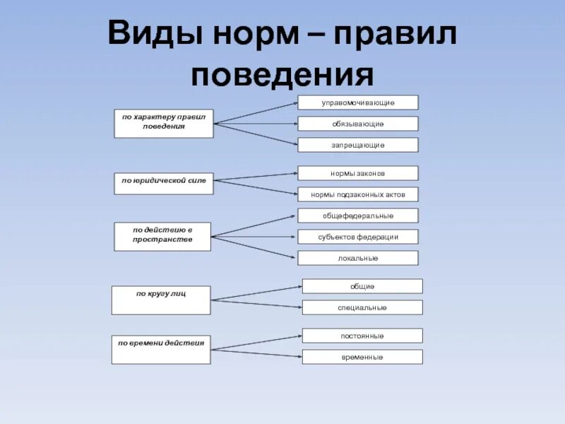 Типы норм правил поведения